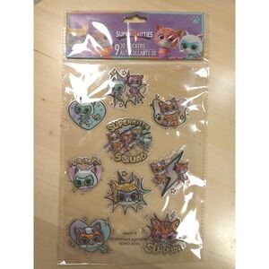 Disney Super Kitties 3D Sticker 5‎ Pack Multicolor Lot Rare
